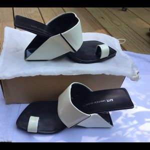 Unique NY designer house black/white sandals.
